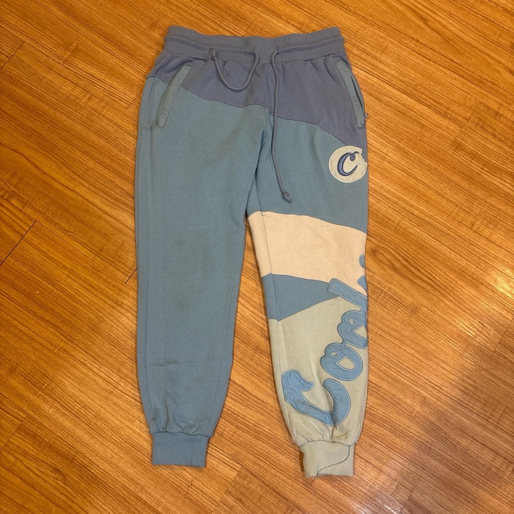 Men's Colorblock Jogger Pants - Blue and Tan